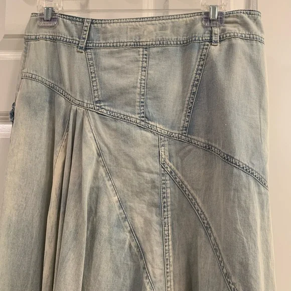 Juliette Light Blue Denim Skirt with Ruffle Hem - Picture 8 of 12